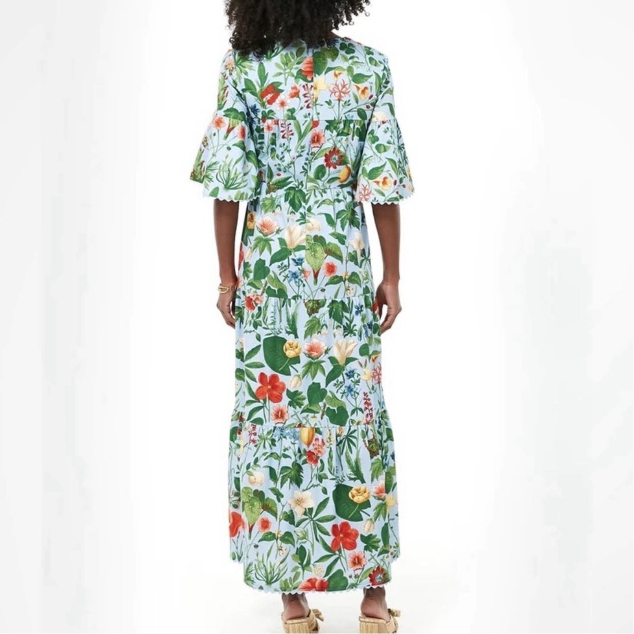 Tuckernuck Floral Maxi Dress In Green, Light Blue, Orange, Yellow — image 5 of 8